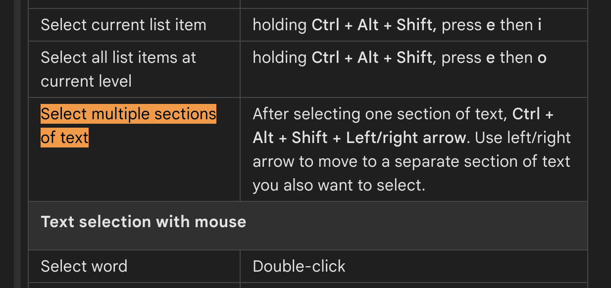 Google Docs will let you select multiple pieces of text for faster formatting