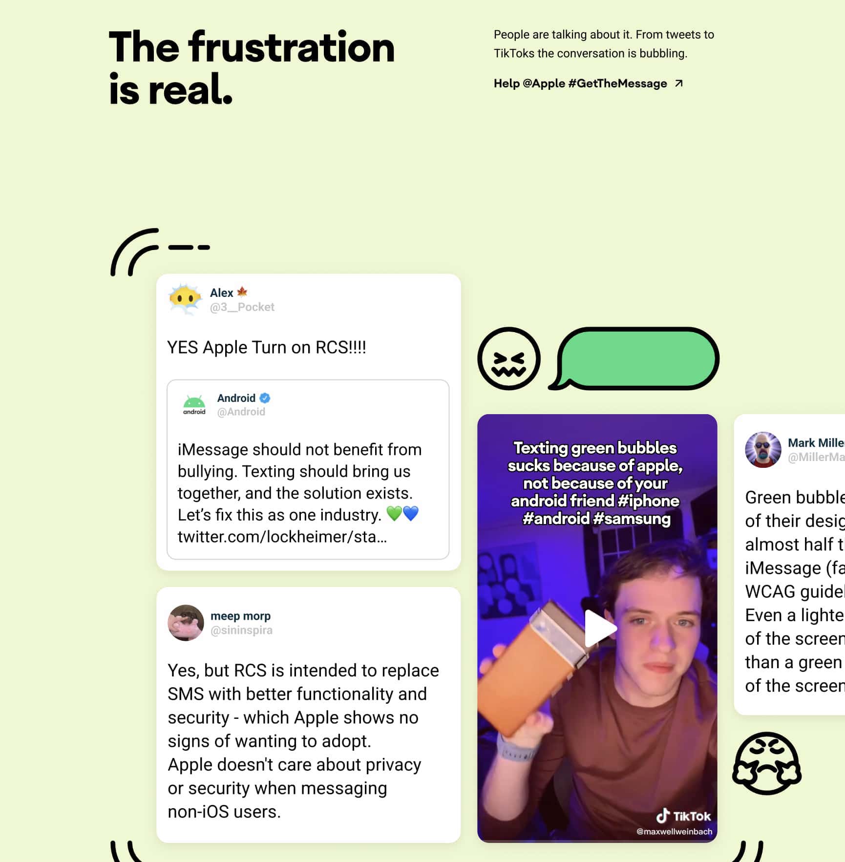 Google lance la campagne « Get The Message » pour faire pression sur Apple pour qu'il reçoive le RCS sur l'iPhone Campagne Google Apple RCS