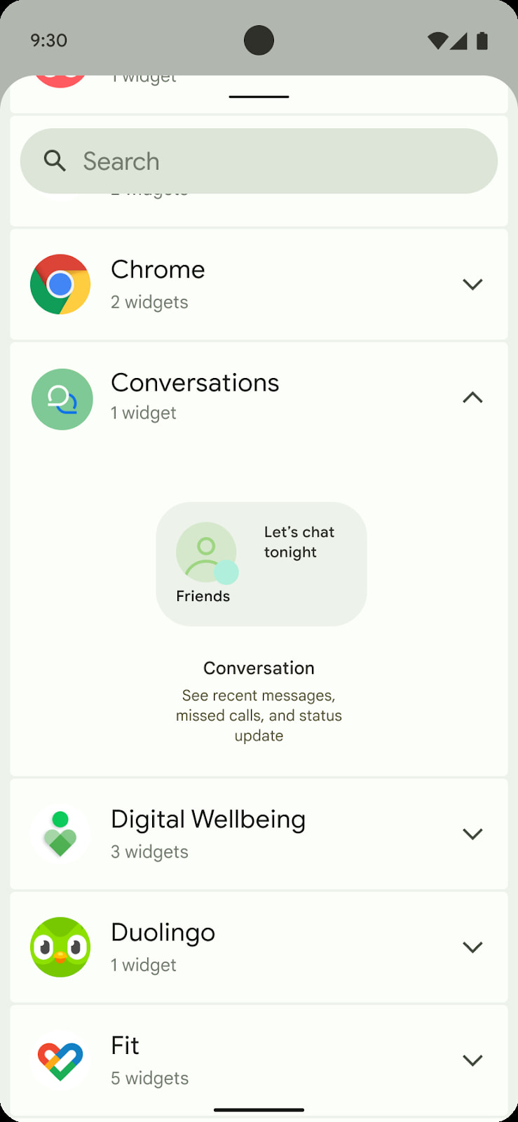 Widget de conversation Android